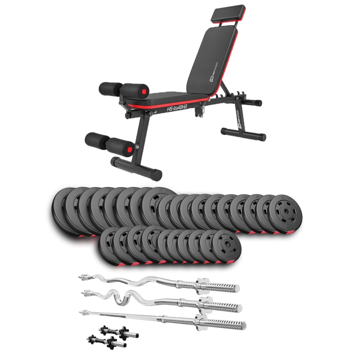 Набір Hop-Sport Premium 173кг з лавою HS-2040 HB, штангами та гантелями