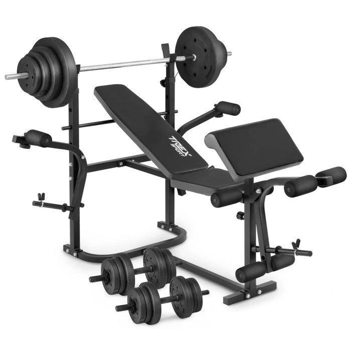 Набор Hop-Sport Premium 39кг со скамьей TX-020 и штангой