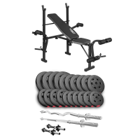 Набір Hop-Sport Premium 105кг з лавою TX-055, штангами та гантелями