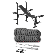 Набор Hop-Sport Premium 105кг со скамьей TX-055, штангами и гантелями.