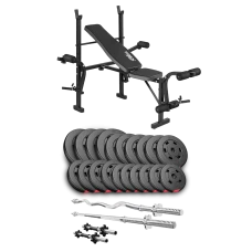 Набор Hop-Sport Premium 105кг со скамьей TX-055, штангами и гантелями.