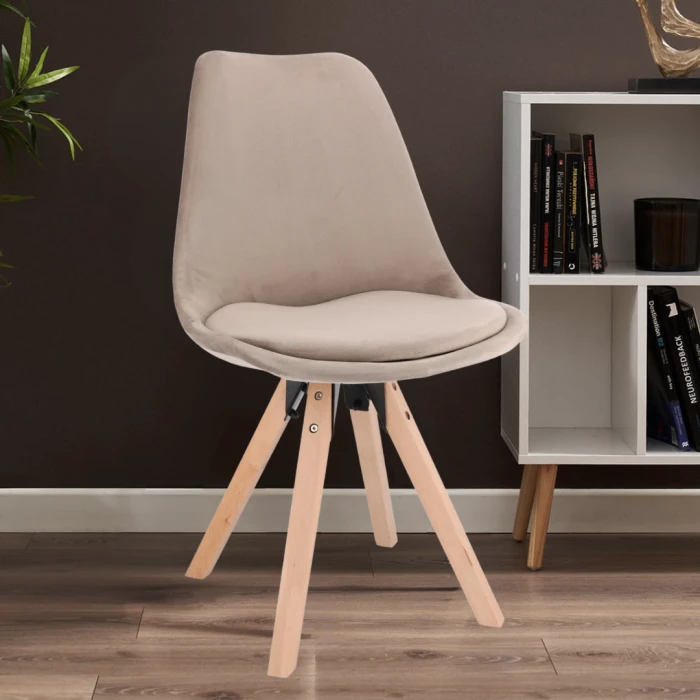 Стілець Saida Jumi у скандинавському стилі з дерев'яними ніжками бежевий