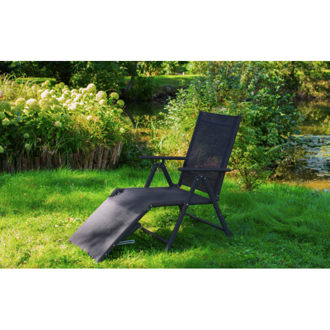Садовый шезлонг с алюминиевой рамой Jumi Monako черный