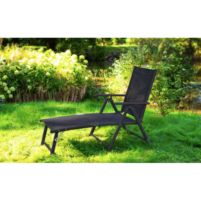 Садовый шезлонг с алюминиевой рамой Jumi Monako черный