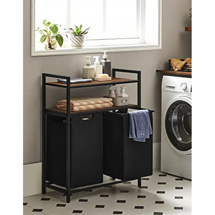 Корзина для белья Leobert Costway 92 л с 2 полками в стиле Loft