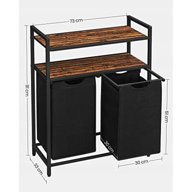 Корзина для белья Leobert Costway 92 л с 2 полками в стиле Loft