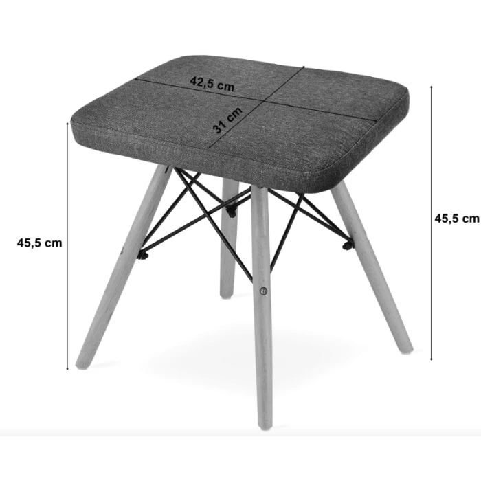 Табурет Leobert Werk квадратний з дерев'яними ніжками сірий
