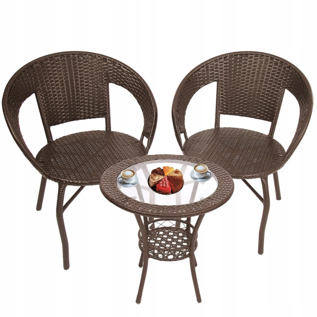 Набір садових меблів Jumi SATURN стіл та 2 стільці коричневий