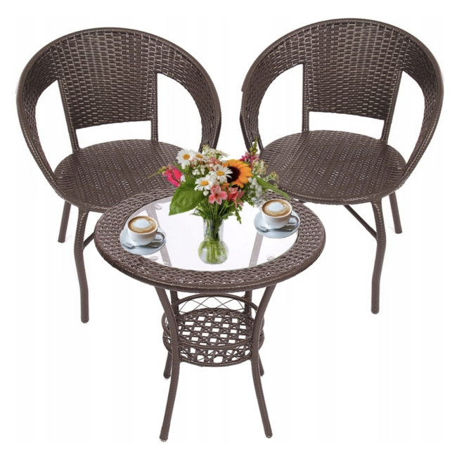 Набір садових меблів Jumi SATURN стіл та 2 стільці коричневий