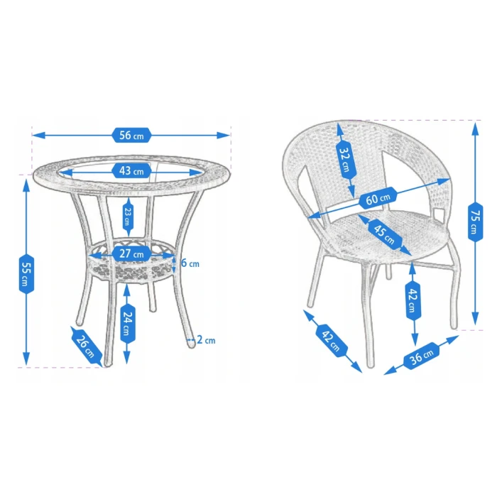 Набір садових меблів Jumi SATURN стіл та 2 стільці коричневий