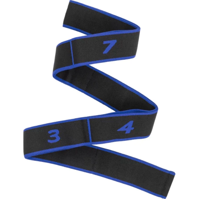 Резинка для фитнеса с петлями Queenfit 86,5х4см черно-голубая