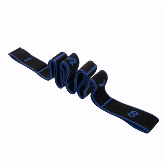 Резинка для фитнеса с петлями Queenfit 86,5х4см черно-голубая