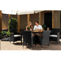 Садовая мебель Di Volio VERONA 6+1 черно-кремовая