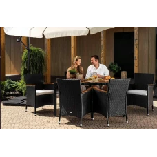 Садовая мебель Di Volio VERONA 6+1 черно-кремовая