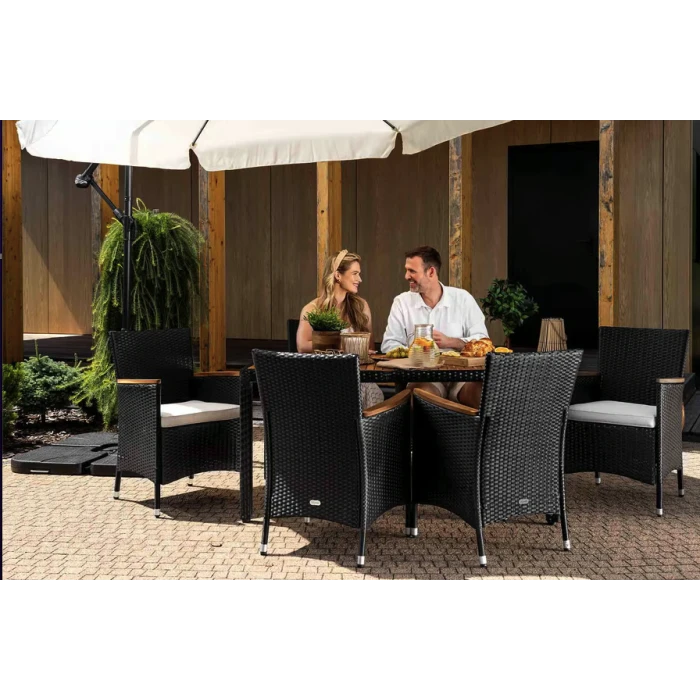 Садовая мебель Di Volio VERONA 6+1 черно-кремовая