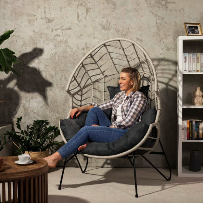 Ротанговое кресло-кокон Di Volio Alcamo для отдыха серый