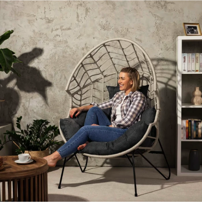 Крісло-кокон ротангове Di Volio Alcamo для відпочинку сірий