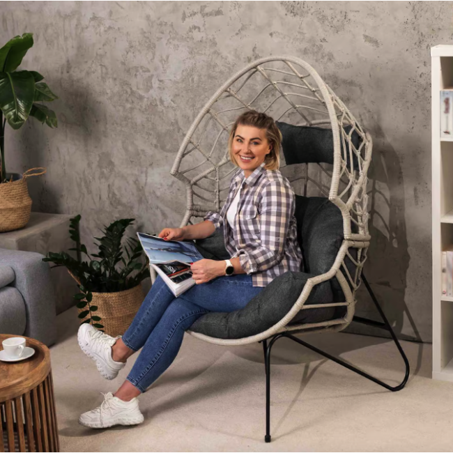 Ротанговое кресло-кокон Di Volio Alcamo для отдыха серый
