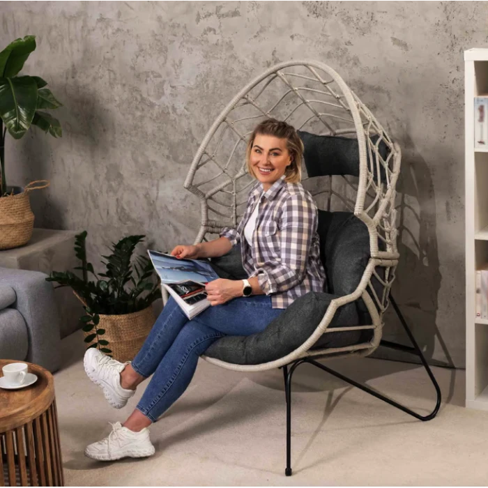 Крісло-кокон ротангове Di Volio Alcamo для відпочинку сірий