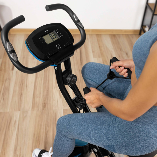 Велотренажер Gymtek FX600 магнитный складной с эспандерами синий