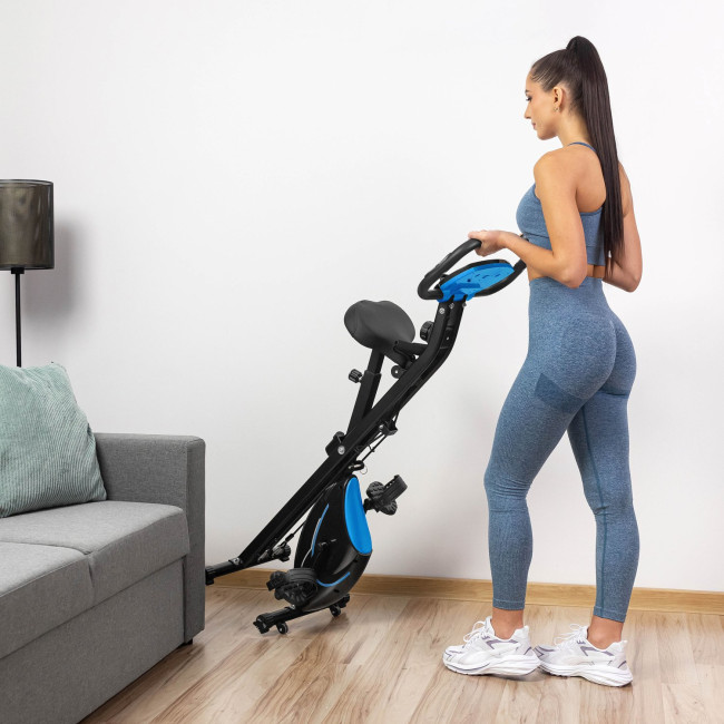 Велотренажер Gymtek FX600 магнитный складной с эспандерами синий