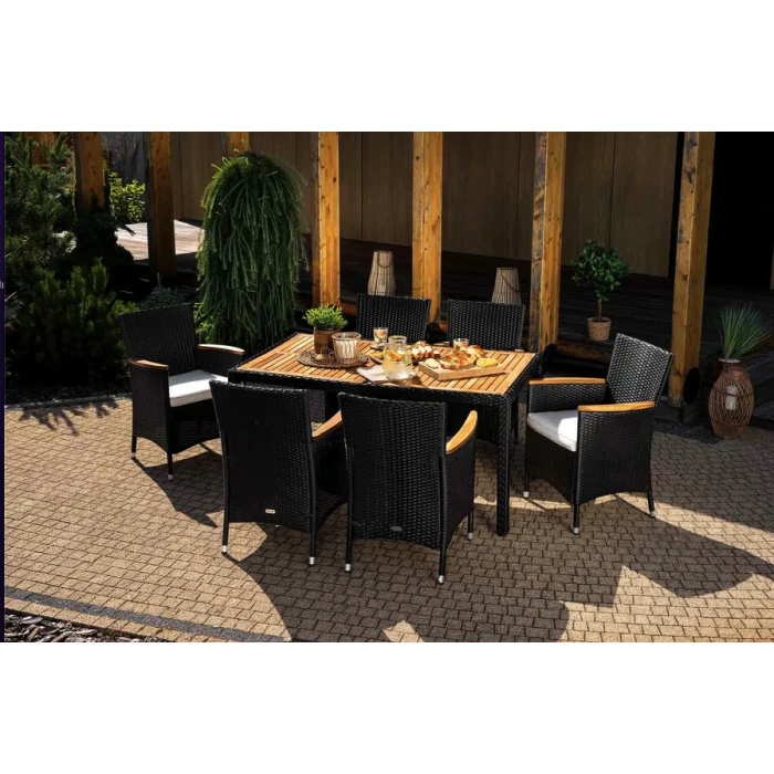 Садовая мебель Di Volio VERONA 6+1 черно-кремовая