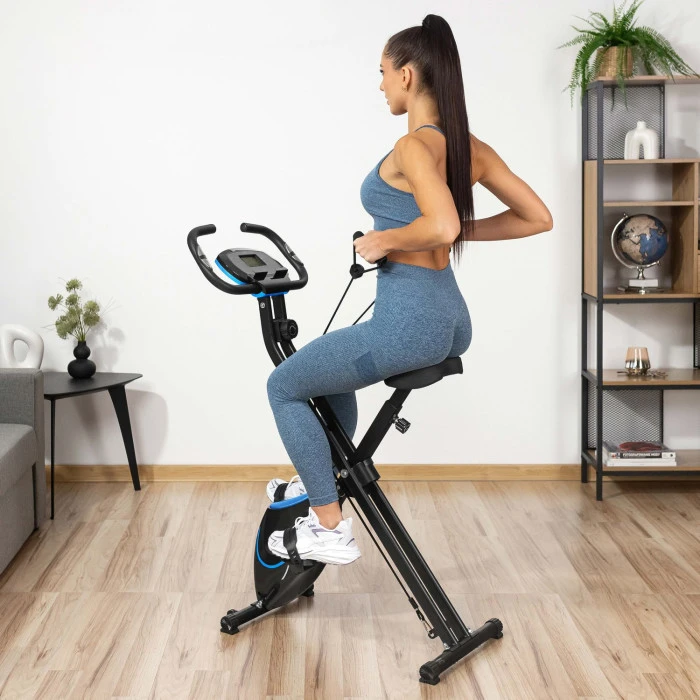 Велотренажер Gymtek FX600 магнитный складной с эспандерами синий