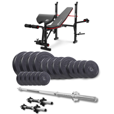 Набор Elitum Titan 89кг со скамьей HS-1055 Pro, штангой и гантелями.