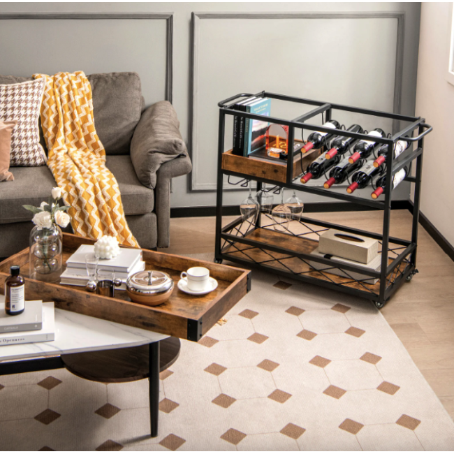 Барная тележка Costway Mexico с несколькими ярусами в стиле в стиле Loft