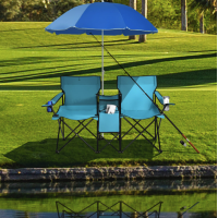 Комплект розкладних стільців Costway Parma з парасолькою бірюзовий