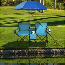 Комплект розкладних стільців Costway Parma з парасолькою бірюзовий