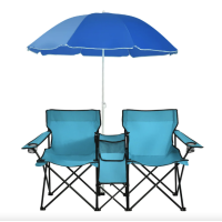 Комплект розкладних стільців Costway Parma з парасолькою бірюзовий