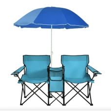 Комплект розкладних стільців Costway Parma з парасолькою бірюзовий