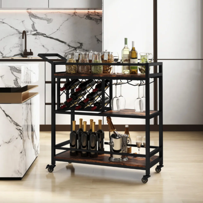 Стеллаж Costway Carrito - кухонная тележка с баром в стиле Loft
