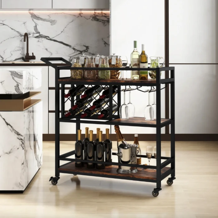 Стеллаж Costway Carrito - кухонная тележка с баром в стиле Loft