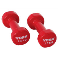 Гантелі для фітнесу вінілові круглі York Fitness 2х2,5кг червоний