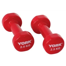 Гантелі для фітнесу вінілові круглі York Fitness 2х2,5кг червоний