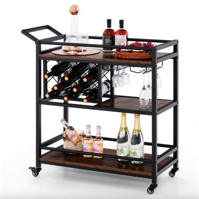 Стеллаж Costway Carrito - кухонная тележка с баром в стиле Loft