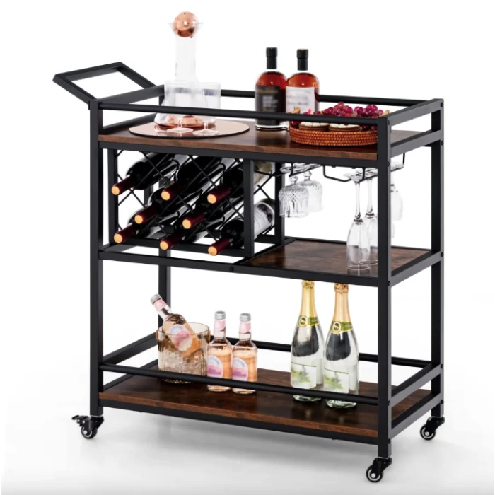 Стеллаж Costway Carrito - кухонная тележка с баром в стиле Loft