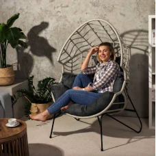 Крісло-кокон ротангове Di Volio Alcamo для відпочинку сірий