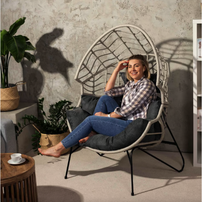 Ротанговое кресло-кокон Di Volio Alcamo для отдыха серый