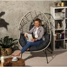 Крісло-кокон ротангове Di Volio Alcamo для відпочинку сірий