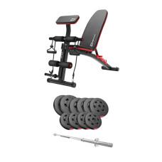 Набір Hop-Sport Premium 59кг з лавою HS-1035 та штангою