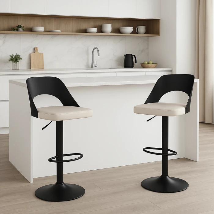 Комплект барних стільців Costway Navare екошкіра чорно-білий