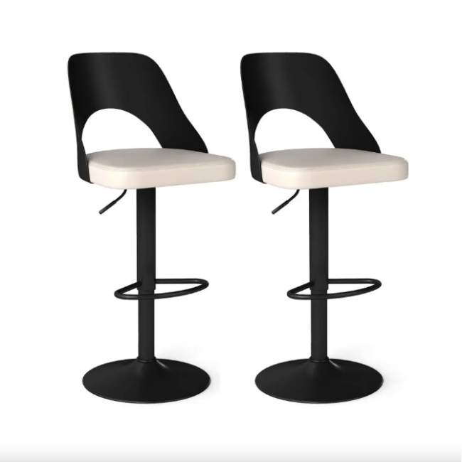 Комплект барных стульев Costway Navare экокожа черно-белый