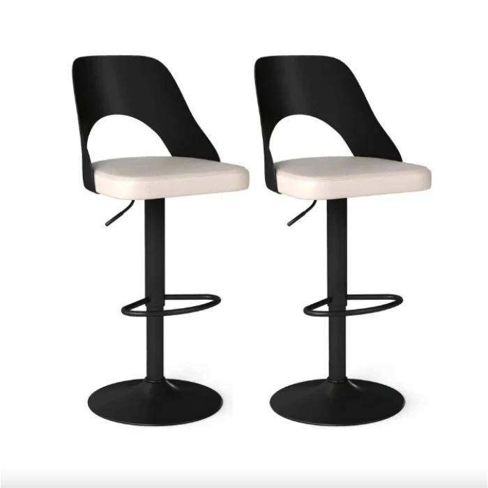 Комплект барних стільців Costway Navare екошкіра чорно-білий