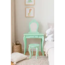 Детский туалетный столик Chomik ELSA с зеркалом + бирюзовый стул.