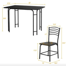 Комплект меблів Costway Katarina стіл і 4 стільці чорний