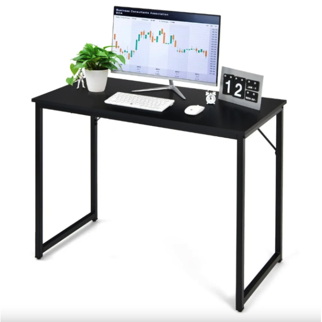 Письмовий стіл Costway Homart із сталевим каркасом чорний