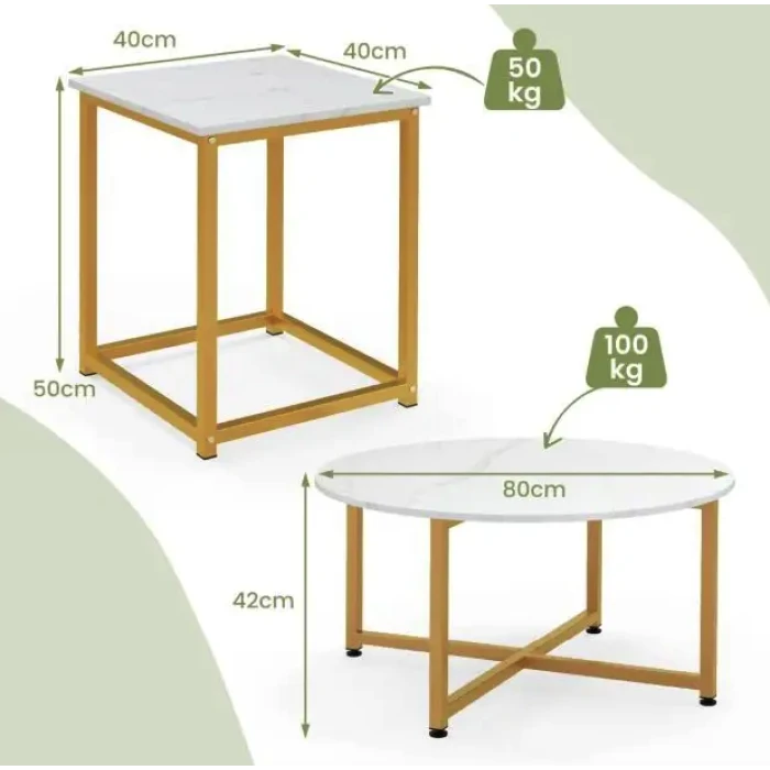Комплект журнальних столиків Costway Lumen 3 штуки